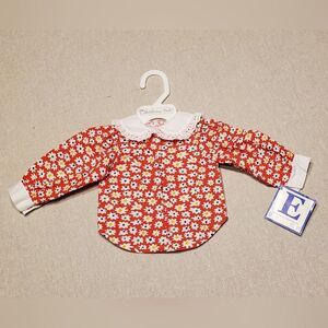 Vintage Lee Middleton Reborn Red Daisy Floral Doll Clothes Shirt